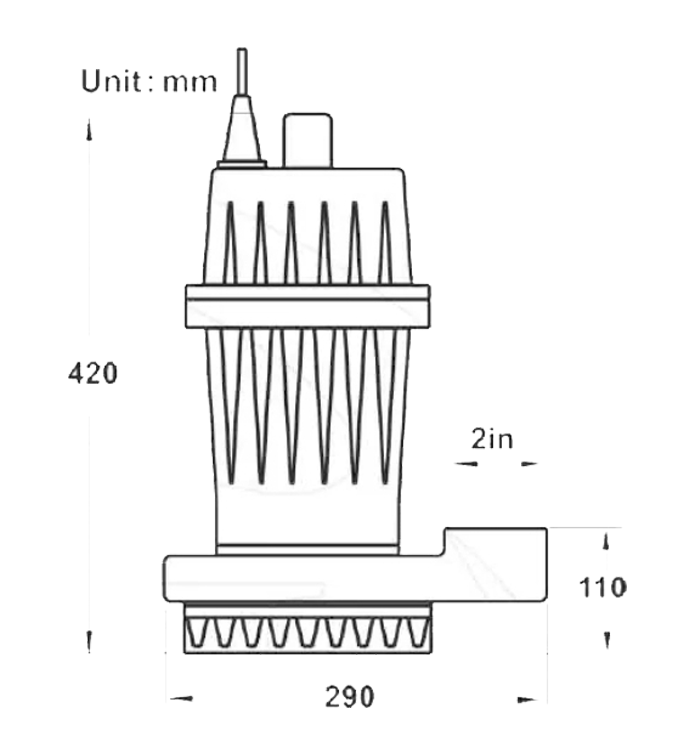 SI 23 13 2 ابعاد و شماتیک فنی پمپ کفکش 20 متری 2 اینچ تکفاز اسپیکو مدل SI-23-1-F